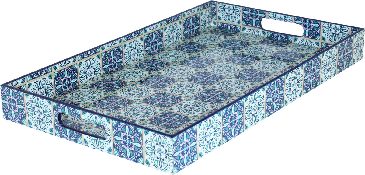 Al Saif Gallery wooden serving tofir, 12 x 20 x 2 cm, rectangle - blue product image 2