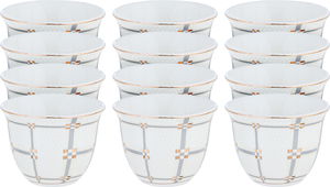 Al Saif Gallery Saudi Porcelain Coffee Cups, 12 Pieces - White Grey product image