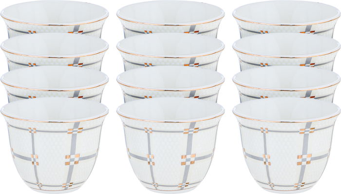 Al Saif Gallery Saudi Porcelain Coffee Cups, 12 Pieces - White Grey product image 1