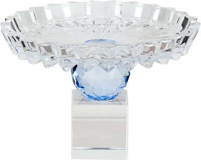 ستاند تقديم حلا زجاج السيف غاليري، قاعدة ازرق، 13.5x13.5x11 سم - شفاف product image 1