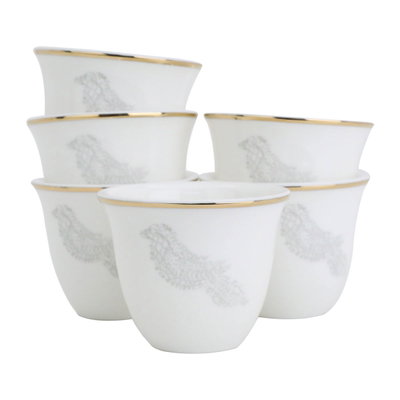 Al Saif Gallery porcelain coffee cup set, 12 pieces, bird pattern - white product image 2