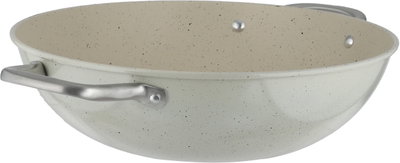 Saif Plus Granite Deep Frying Pan, 34cm, Deep Design, Two Stainless Steel Handles – Cream product image 3
