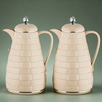 طقم ترامس لالوزا، 1 / 1 لتر، 2 قطعة، حافظة داخلية زجاج، غطاء ضغاط - بيج فاتح ذهبي product image 1
