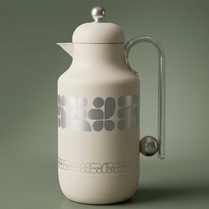 Al Saif Gallery Kkozami Thermos, 1 Liter, Glass Interior, Transparent Handle, Push-Button Lid - Cream Silver product image