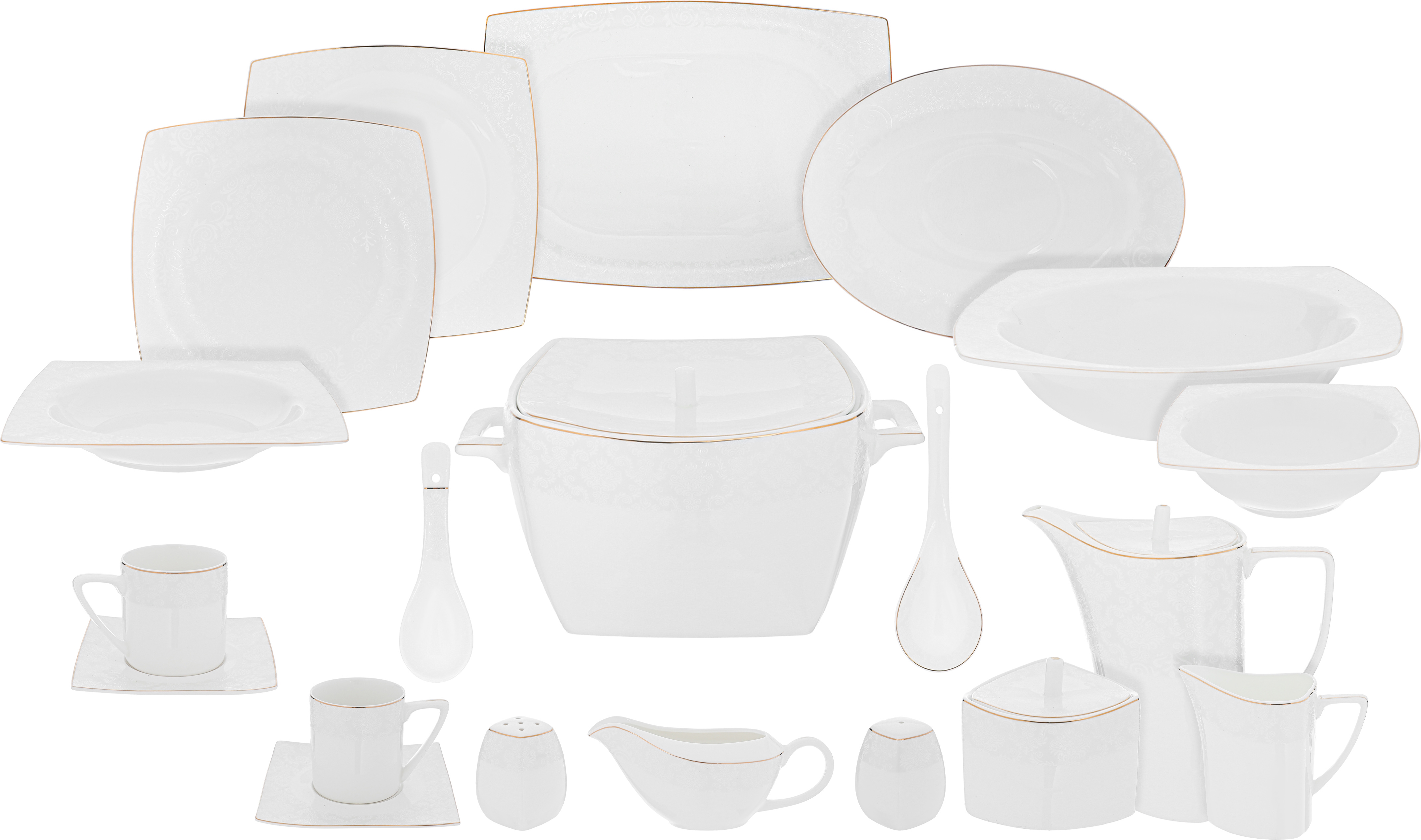 طقم سفرة بورسلان دانيا، 77 قطعة - ابيض ذهبي product image