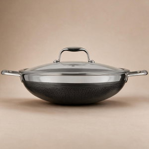 مقلاه سيراميك كوك سيل، 30 سم، يدين استيل، غطاء زجاج - فضي اسود product image