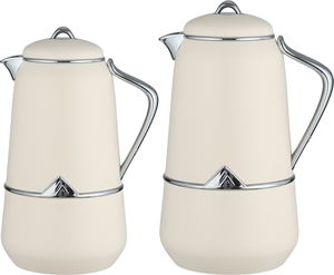 Luza Bran Thermos Set, 0.7/1 Liter, 2 Pieces, Glass Interior - Cream Silver product image