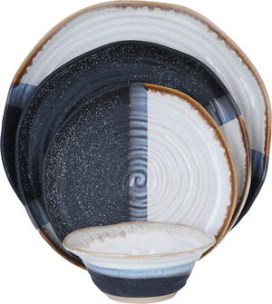 Al Saif Gallery Porcelain Dinner Set, Wavy, 24 Pieces - Beige/Black product image