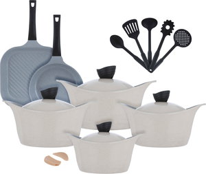 طقم قدور جرانيت فولكانو، 17 قطعة - بيج product image 2