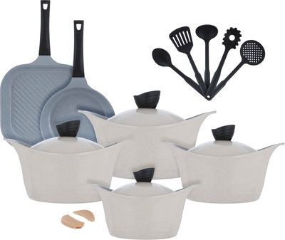 طقم قدور جرانيت فولكانو، 17 قطعة - بيج product image 3