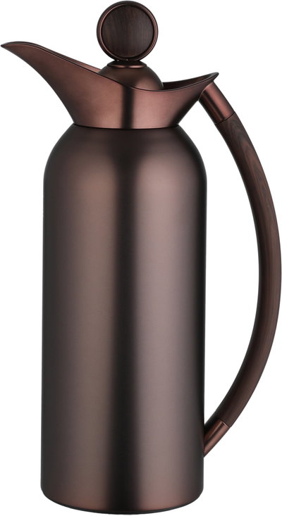 Al Saif Gallery 2-piece 1/2 liter thermos set, tempered glass inner container, wooden handle, plunger - matte brass product image 3