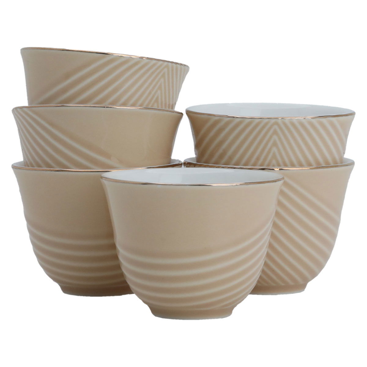 Al Saif Gallery Porcelain Coffee Cup Set, 12 Pieces - Beige product image