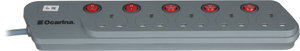 توصيلة كهرباء اوكارينا، 3 متر، 5 مخارج، OCREX5W55M3G - رصاصي product image 2
