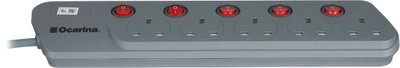 توصيلة كهرباء اوكارينا، 3 متر، 5 مخارج، OCREX5W55M3G - رصاصي product image 2