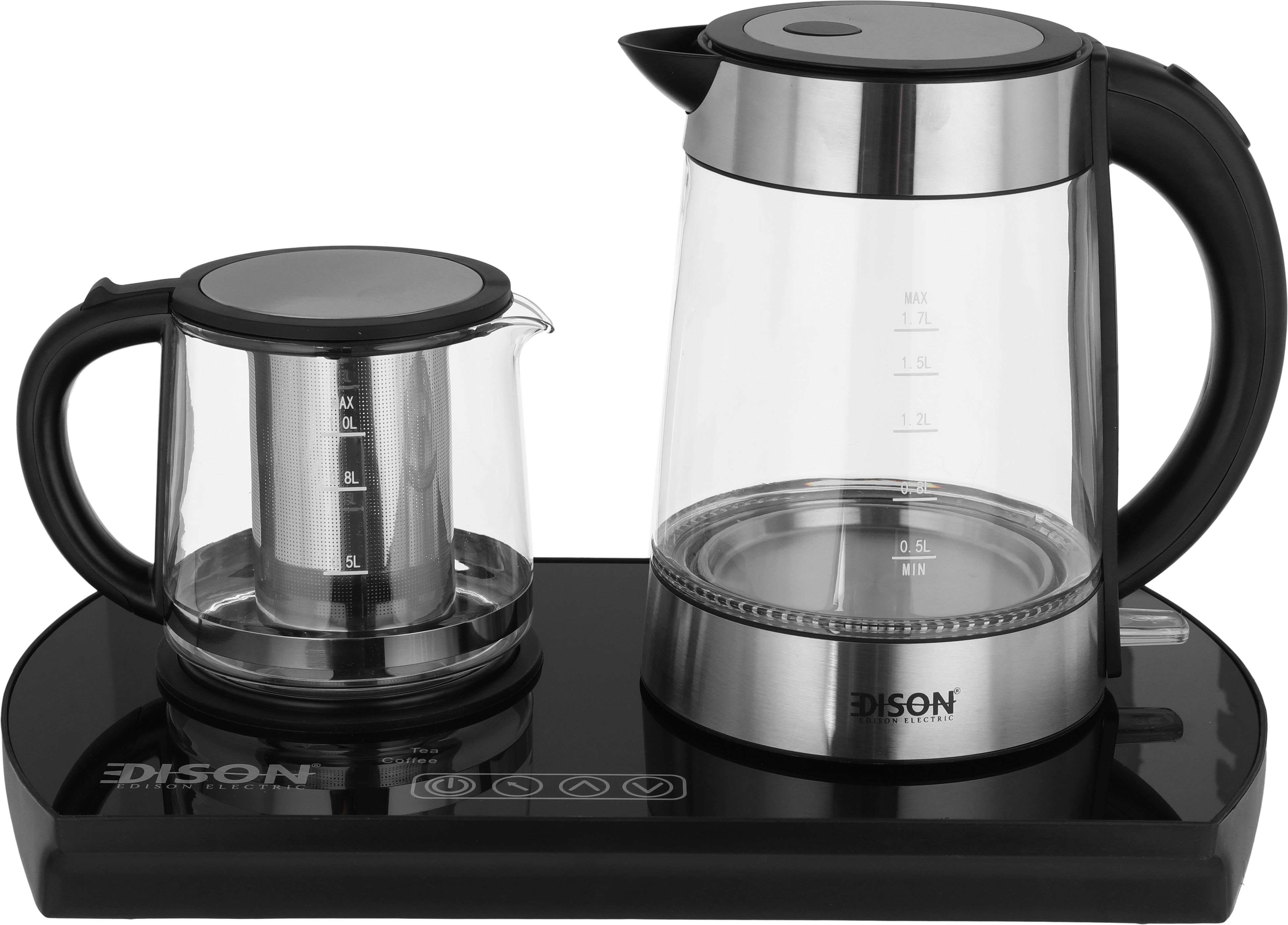 غلاية كهربائية إديسون، 1.7 لتر / 1.0 لتر، 2350 واط، إبريق شاي - أسود product image