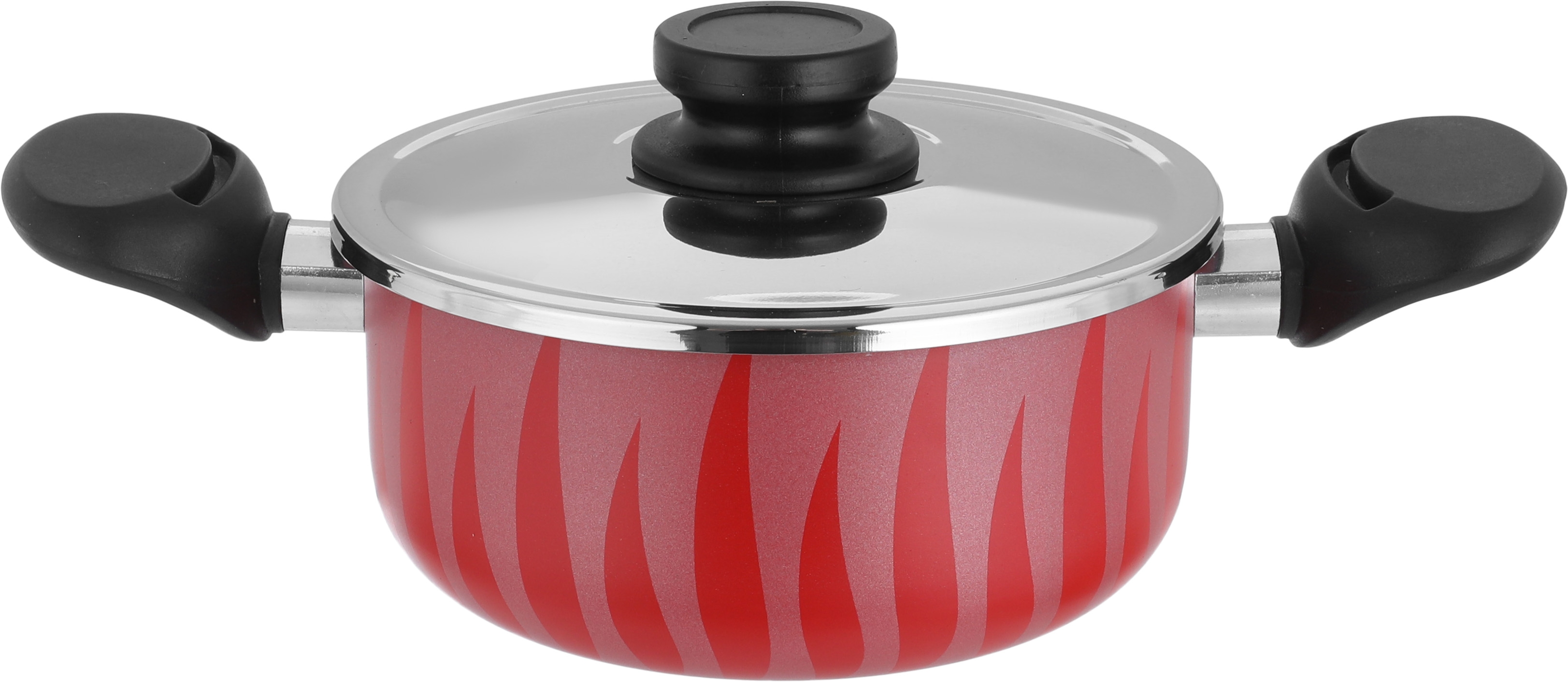 Red Flame 18 cm Steel Cooking Pot with Steel Lid - Red product image 1