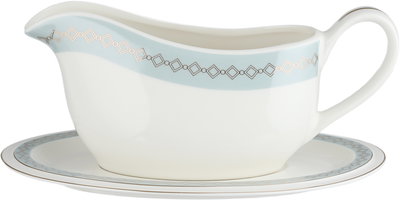 طقم تقديم سفرة بورسلان السيف غاليري، 166 قطعة، نقش فضي - أبيض رمادي product image 6