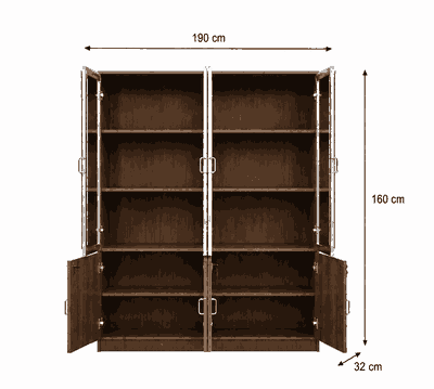 دولاب ملفات خشب، 190×160×32 سم - بني product image 3