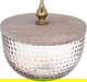 مبخرة وعلبة بخور زجاج السيف غاليري، 29×16×13 سم، بقاعدة خشب، 3 قطع - ذهبي product image 4