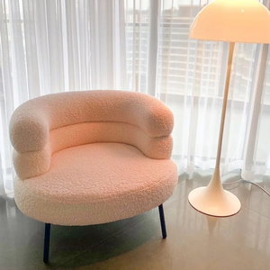 Modern Metal Chair, 70×75×50 Cm, Boucle Fabric - Beige product image