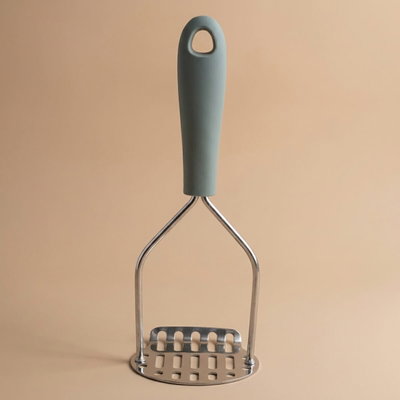 Al Saif Gallery steel potato masher, with silicone handle - green product image 1