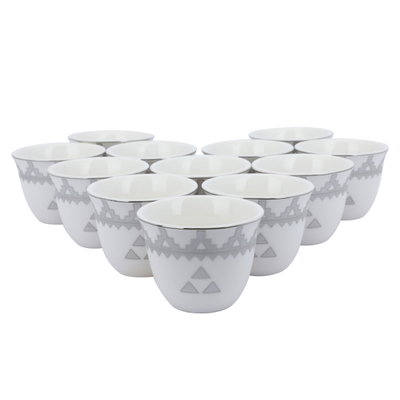 طقم فناجين قهوة عربي بورسلان البادية السيف غاليري، 12 قطعة - ابيض product image 1