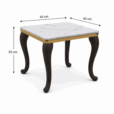 طقم طاولات سيراميك و معدن، 5 قطع - اسود ذهبي ابيض product image 4