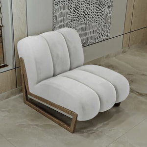 Modern chair in Swedish beech wood, 78x78x75 cm, boucle fabric - off-white product image