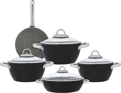 طقم قدور جرانيت فالز، 9 قطع، يد استيل - أسود product image 2