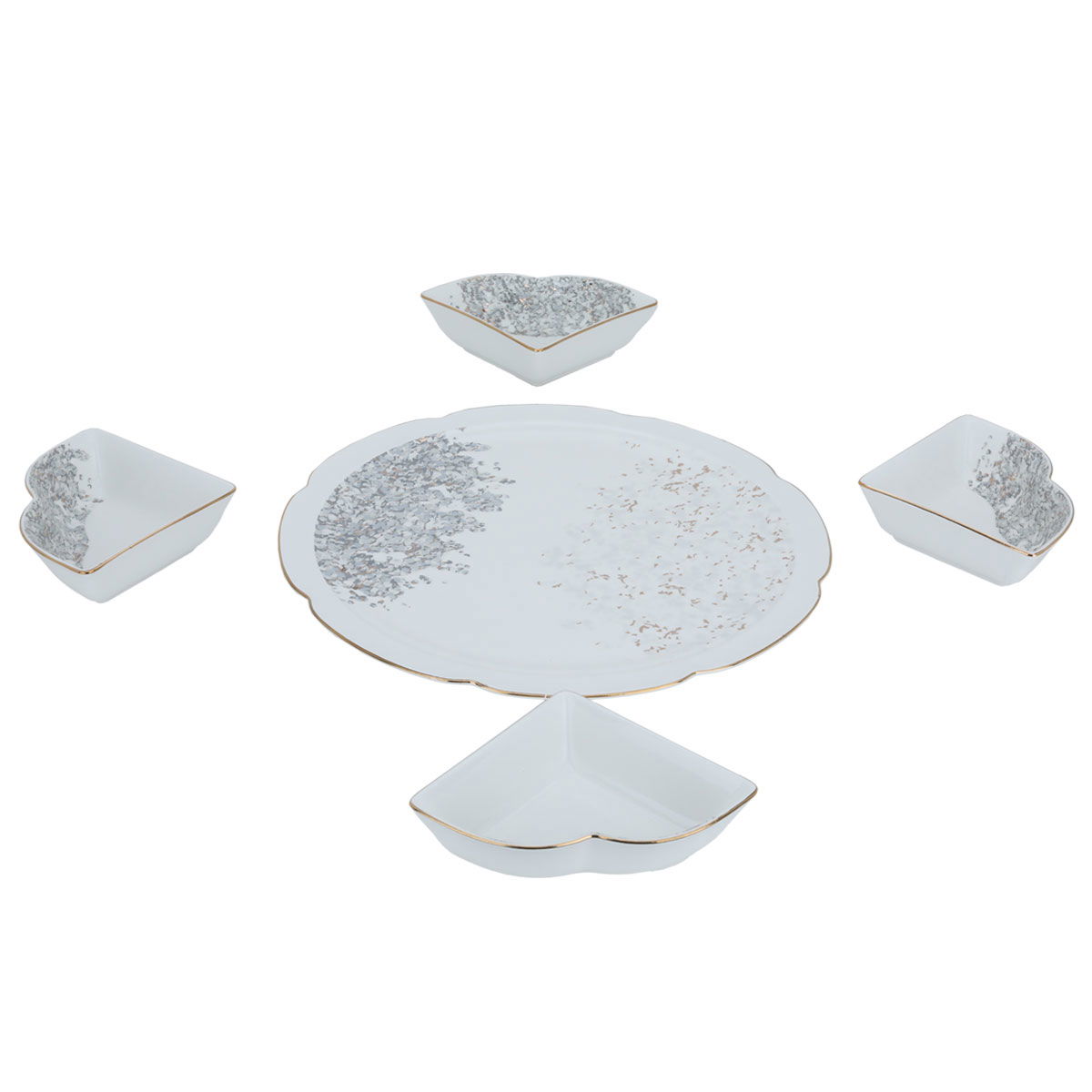 Al Saif Gallery porcelain yogurt set, 4.5 inches, with round plate, 5 pieces - white product image 2