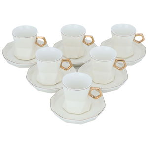 Al Saif Gallery coffee cups and saucers set, porcelain, 12 pieces - cream product image 2