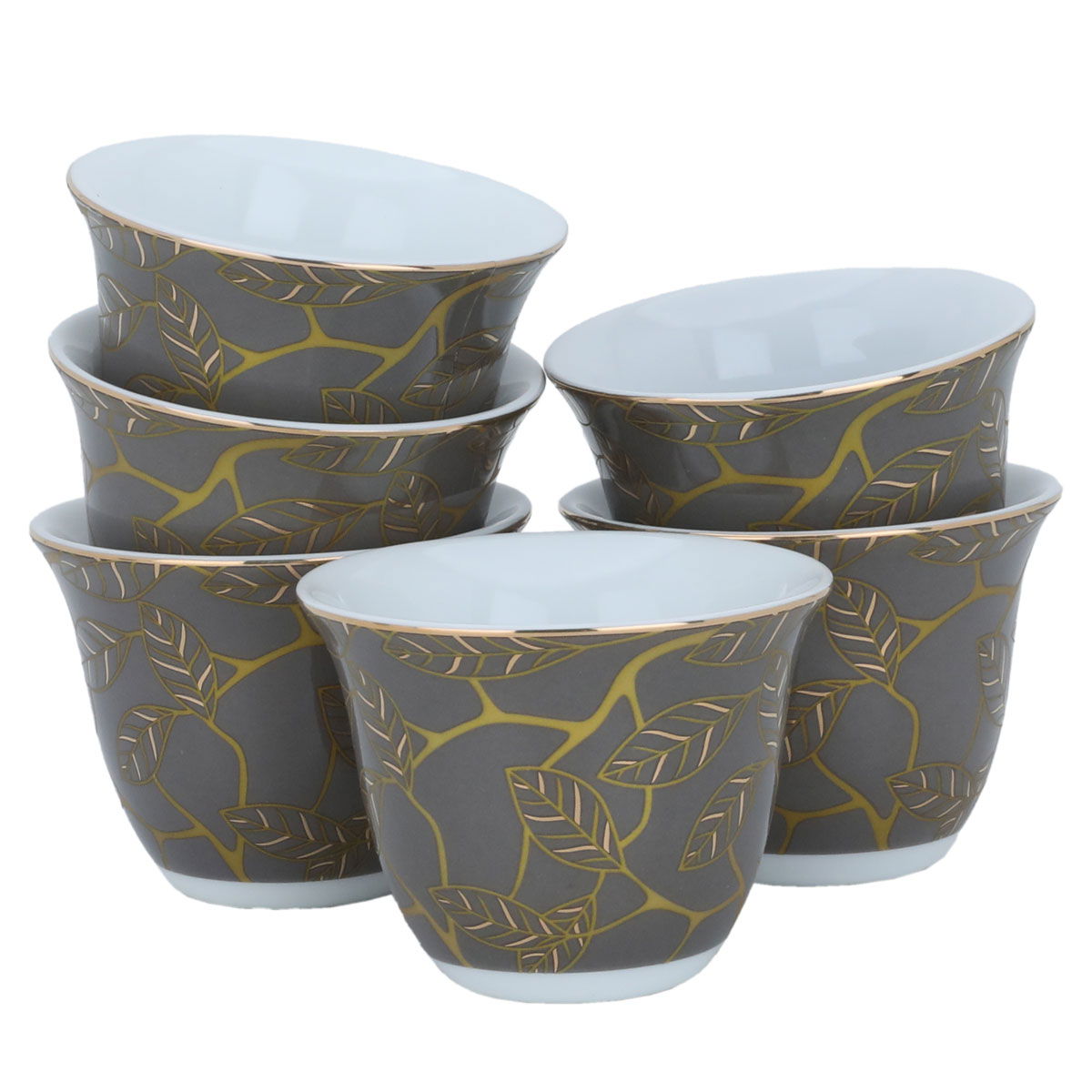 Al Saif Gallery porcelain Arabic coffee cups set, 12 pieces, wooded - grey product image