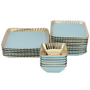 Al Saif Gallery Porcelain Dinner Set with Gold Rim, 24 Pieces, Square - Green product image 2