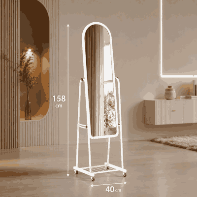 مراية ستاند زجاج، 158×40 سم، ستاند معدن - ابيض product image 3