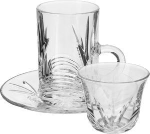 طقم تقديم بيالات +فناجين كريستال السيف غاليري، مع الصحن، 18 قطعة - شفاف product image