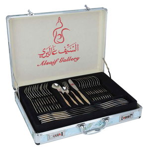 Al Saif Gallery steel spoon set with aluminum case, 72 pieces, gold-silver pattern product image