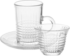 طقم تقديم بيالات وفناجين زجاج السيف غاليري، 11.5 سم، 18 قطعة، صحون - شفاف product image