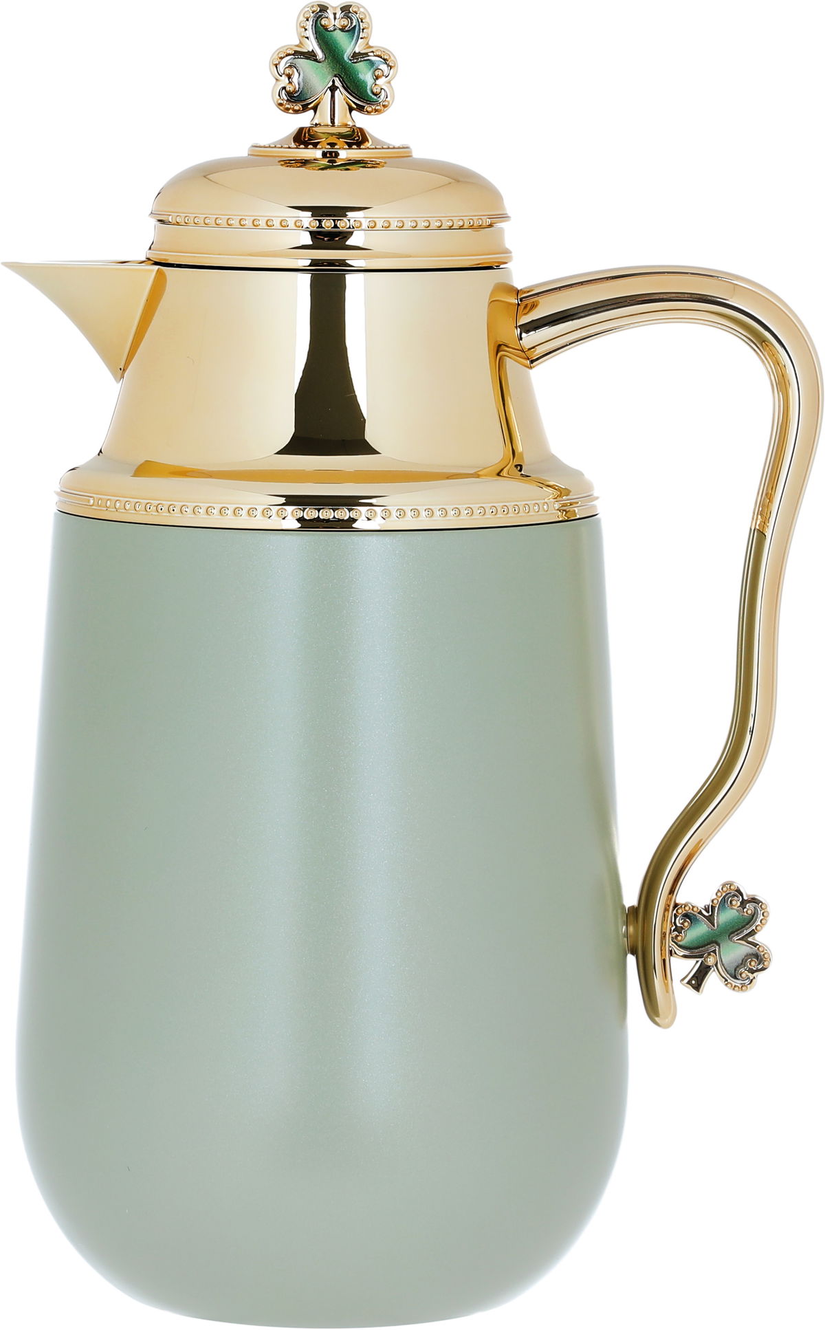 Al Saif Gallery Fatima thermos set, 1/0.7 liter, two pieces, thermal glass inner container, steel outer shell - light green product image 2