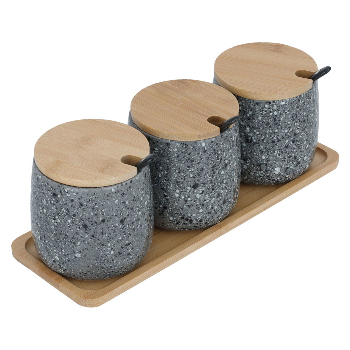 Al Saif Gallery marble box set, 4 pieces with wooden stand - grey product image 2