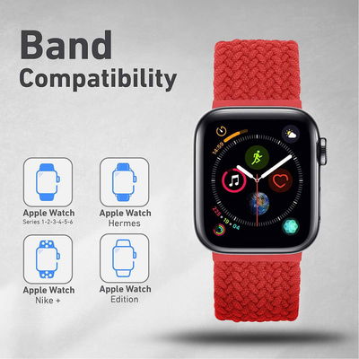 سوار ساعة ذكية نايلون بروميت، متوافق مع ساعة ابل، 38/40 ملم - احمر product image 2