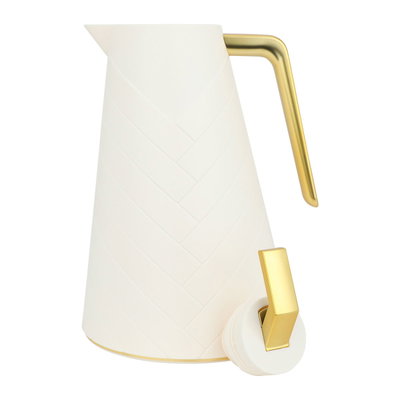 ترمس جلوري، 1 لتر، حافظة داخلية زجاج - ابيض ذهبي product image 6