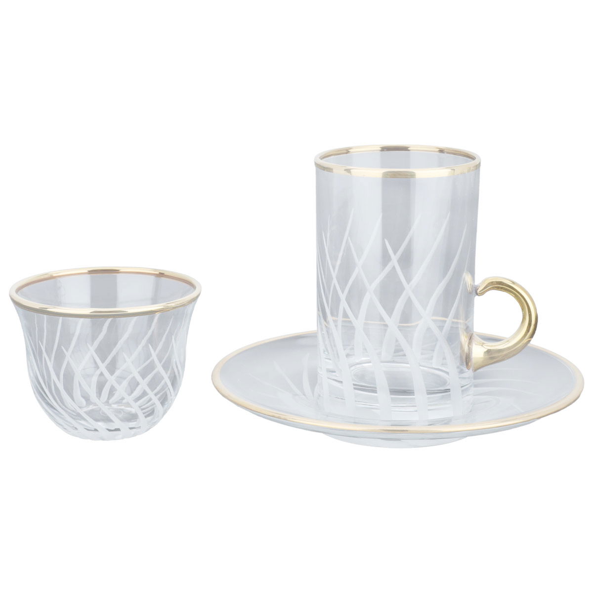 Al Saif Gallery Crystal Arabic Tea and Coffee Cups Set, 18 Pieces - Clear product image