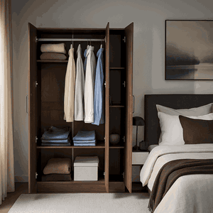 خزانة ملابس خشب ام دي اف، 200×120×54 سم، ثلاث ابواب - بني product image 2