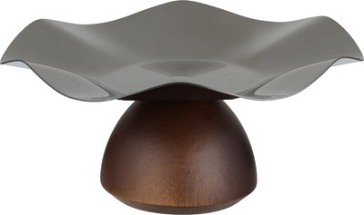Al Saif Gallery Stadt Stainless Steel Wood Serving Stand, Wooden Base, 17X17X8 Cm - Silver product image 3