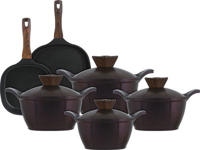 طقم قدور جرانيت نيوكلاين، 14 قطع - أحمر غامق product image 1