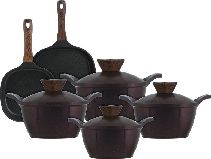 طقم قدور جرانيت نيوكلاين، 14 قطع - أحمر غامق product image 1