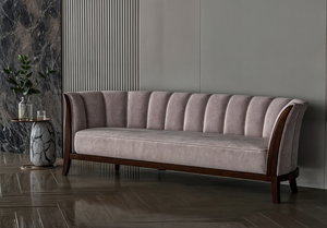 Modern Swedish wood sofa, 220x83x45 cm, Chanel fabric - Mocha product image 2