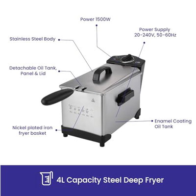 قلاية زيت لينكس، 1500 واط، 4 لتر، LY-DF-7104 - فضي product image 6