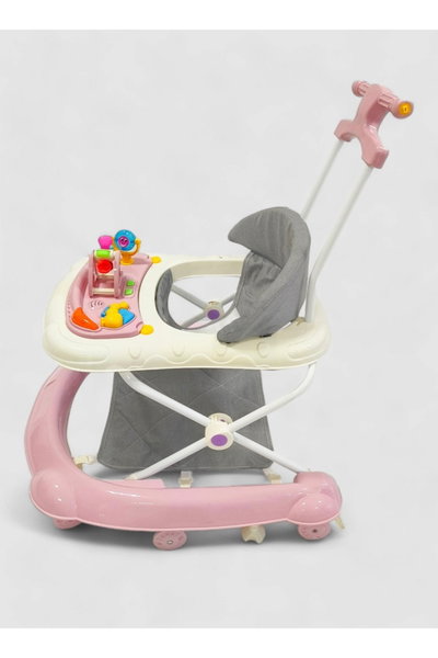 مشاية اطفال فان مومونت، قابلة للطي، مزودة بألعاب وزر موسيقى - ابيض وردي product image 3