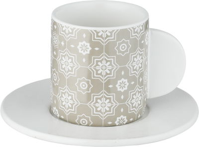 طقم فناجين قهوة تركي بورسلان ون مور، 140 مل، 12 قطعة - أبيض بيج product image 2